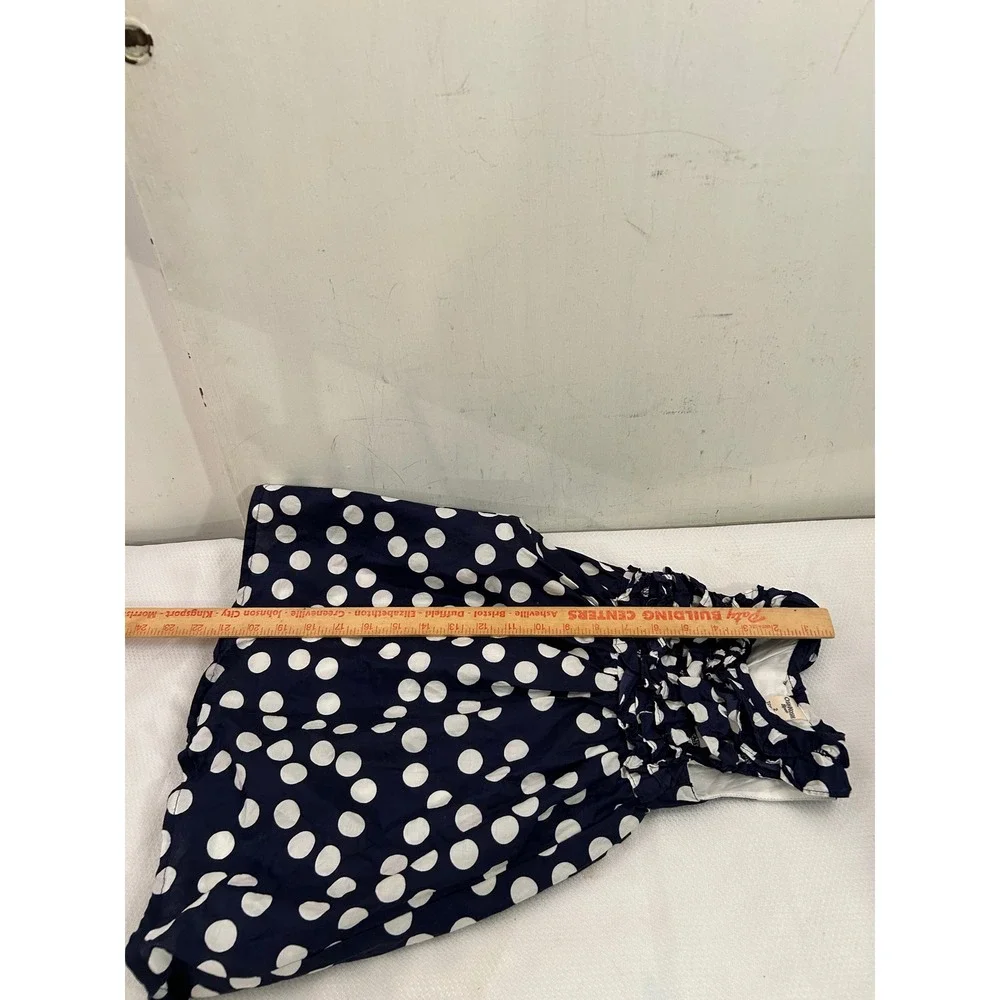 OshKosh B'gosh Polka Dot Dress 2T Navy Blue Ruffle Sleeveless Toddler Girls